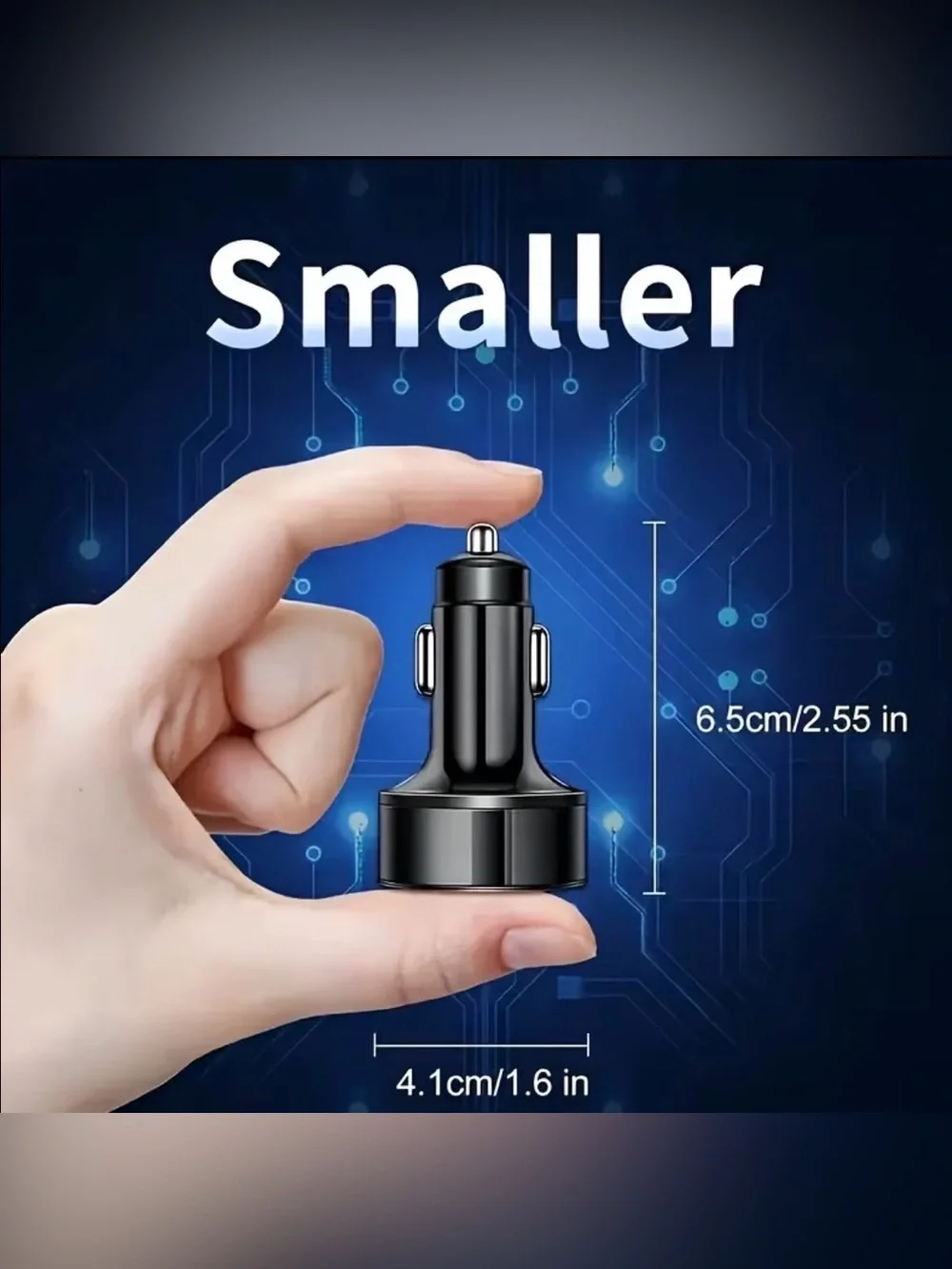 Car USB Charger with Fast Charging 6-Port Black Digital Display Multiple Devices